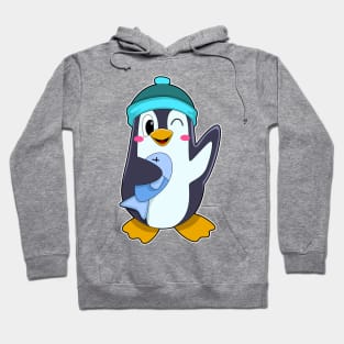 Penguin with Fish & Hat Hoodie